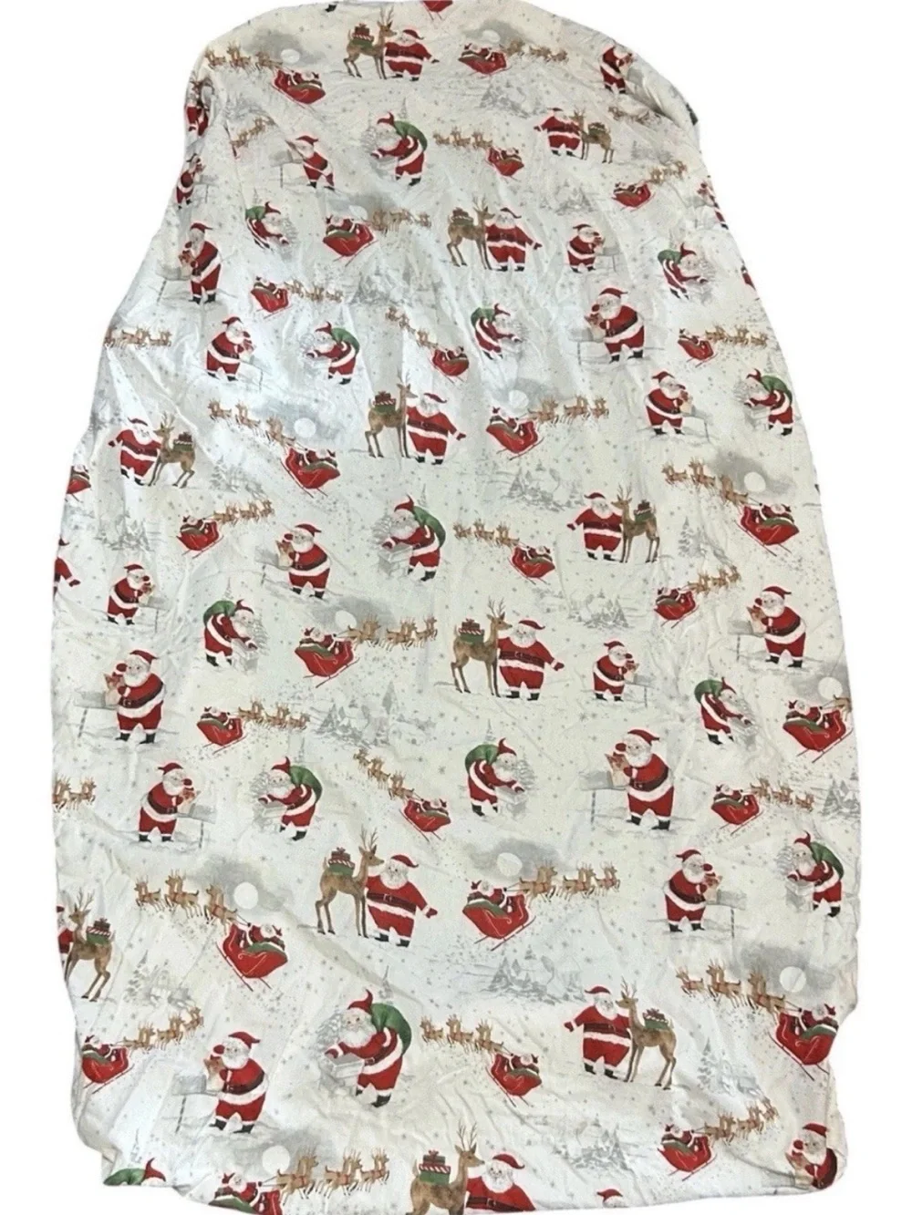Pottery Barn Kids Christmas HERITAGE SANTA Twin Bedding 1 Fitted Sheet, 1 Pillow